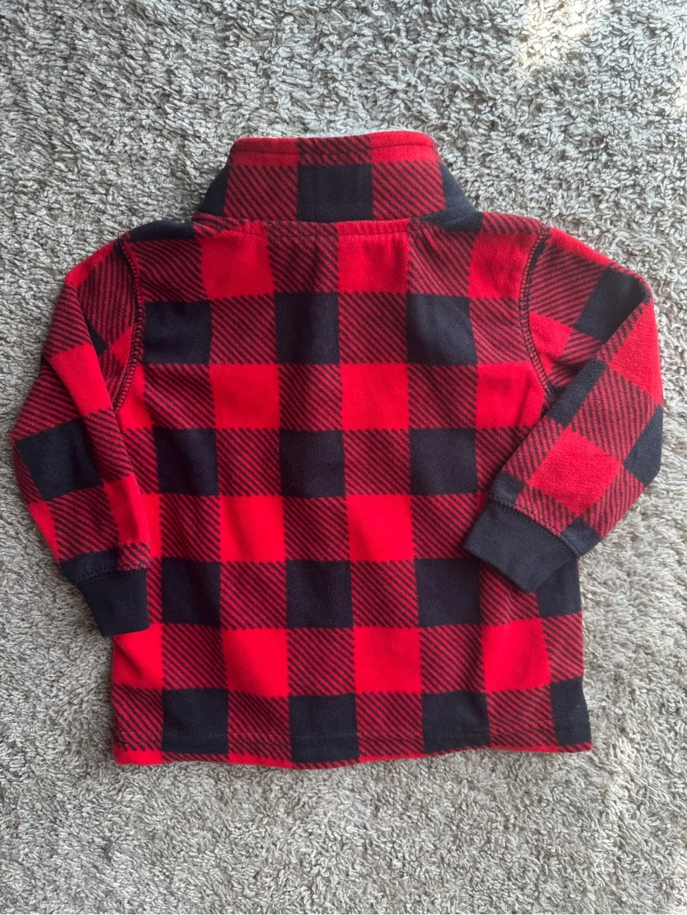 Carter’s Baby Buffalo Plaid Fleece Pullover 12M Red Black Sherpa Collar